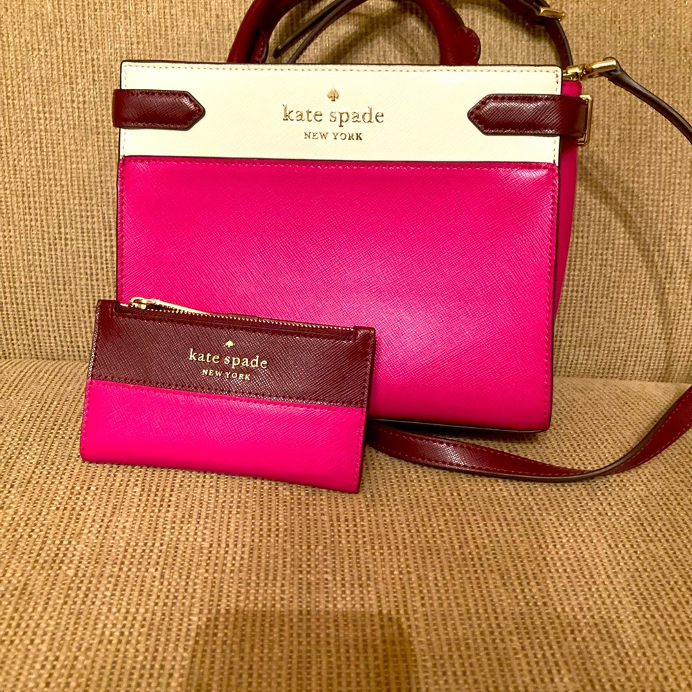 Kate Spade “Staci”fuschia color block satchel